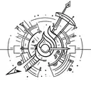 bow and arrow and fire and jupiter tattoo design idea