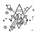 bow and arrow and fire and jupiter tattoo design idea