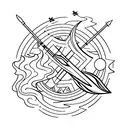 bow and arrow and fire and jupiter tattoo design idea