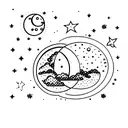 clouds moon and star tattoo design idea