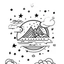 clouds moon and star tattoo design idea