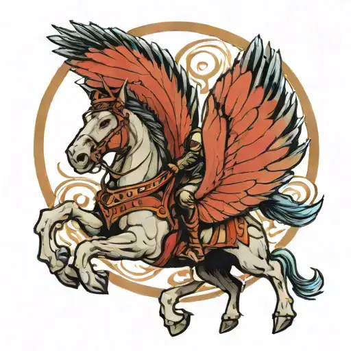spartan soldier and pegasus tattoo design idea