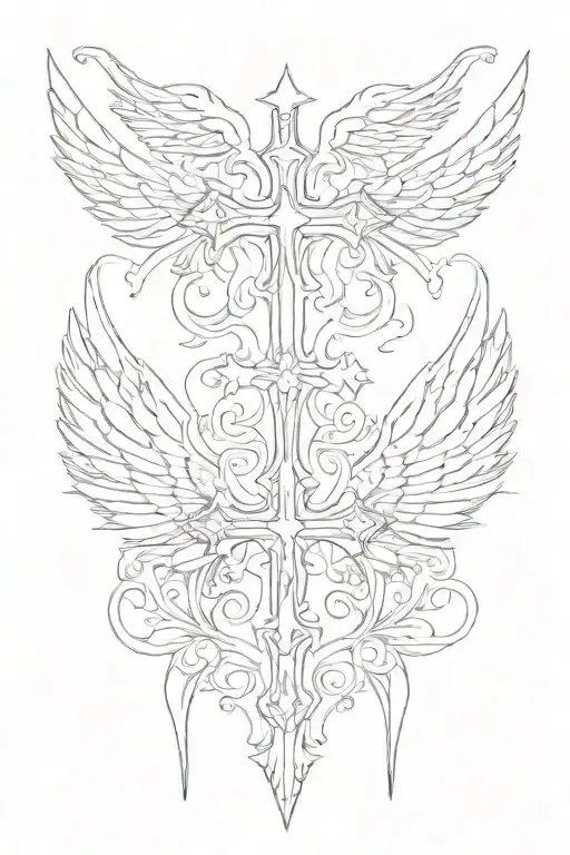 wings cross   tattoo design idea