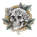 rose skull tattoo design idea
