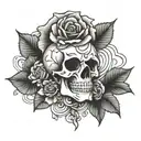 rose skull tattoo design idea