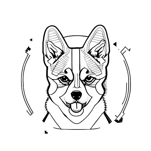 A minimalist tattoo of a Shiba Inu dog wearing a football jersey, symbolizing your love for both your favorite dog breed and football tattoo design idea