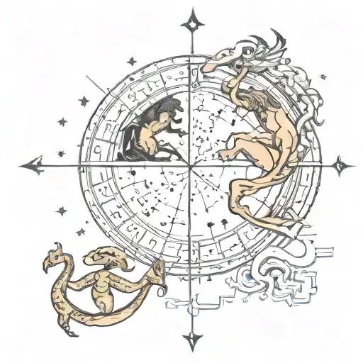 combination zodiac signs sagittarius scorpio libra tattoo design idea