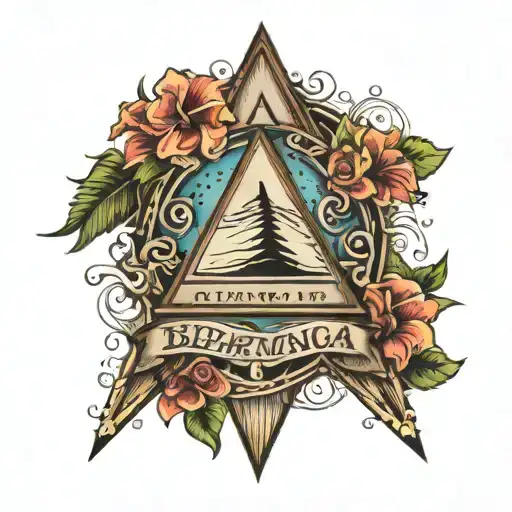 Bermuda Triangle, three names, with date tattoo tattoo design idea
