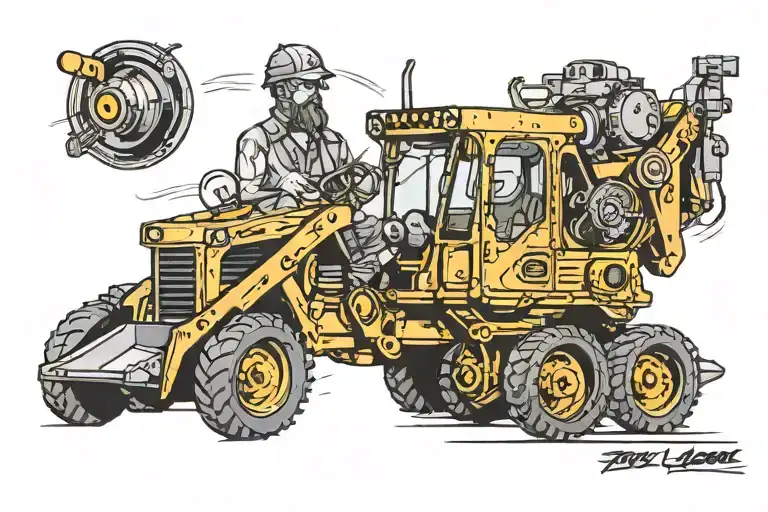 compact track loader tattoo design idea