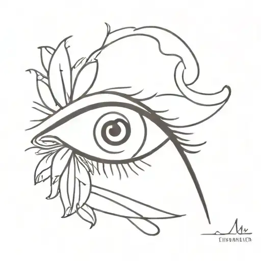 eye with eyebrows and lips like daisy flower   tattoo design idea