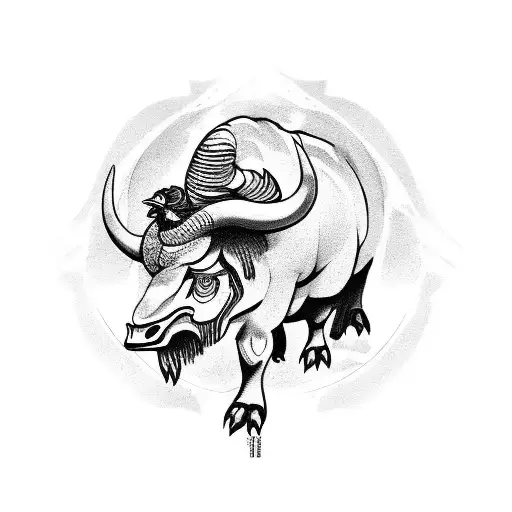 Taurus and Rooster tattoo design idea