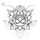 A delicate lotus flower blooming under a crescent moon, symbolizing the balance between femininity and strength tattoo design idea