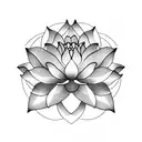 A delicate lotus flower blooming under a crescent moon, symbolizing the balance between femininity and strength tattoo design idea