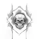skull with karate black belt tattoo design idea
