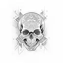 skull with karate black belt tattoo design idea
