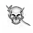 skull with karate black belt tattoo design idea