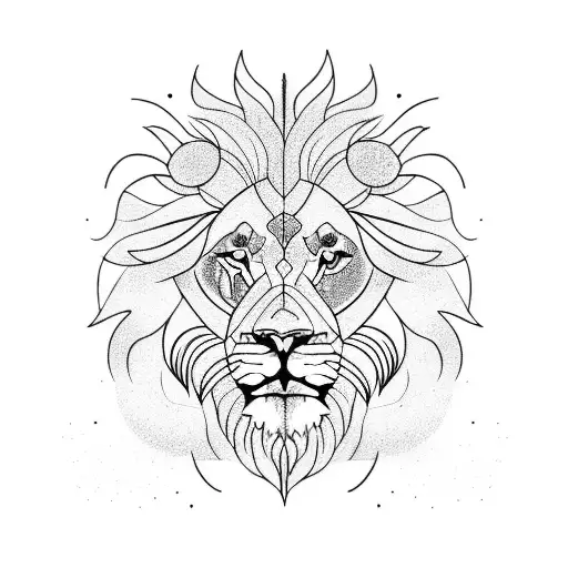 lion with clouds and lightning  tattoo design idea