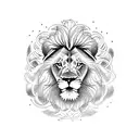 lion with clouds and lightning  tattoo design idea