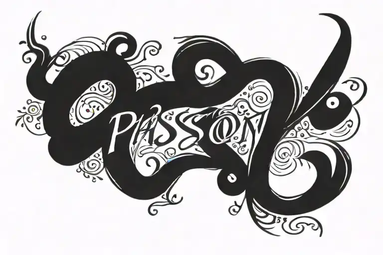 Arabic word "passion" in calligraphy style, wrapped around my arm tattoo design idea
