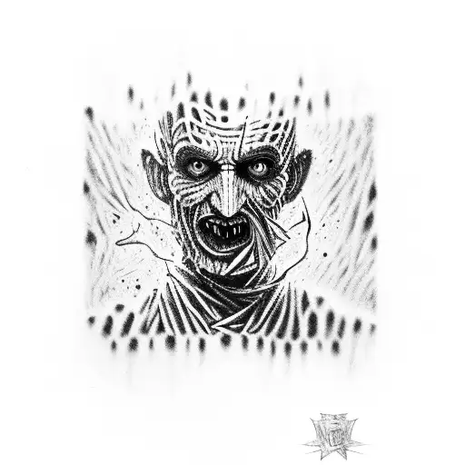 Freddy Krueger slaughtering a victim tattoo design idea