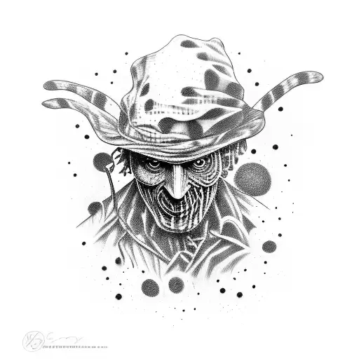 Freddy Krueger tripping on acid in a dream universe tattoo design idea