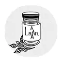 spice jar with written "ora et labora" and leaves of thyme and basil in this jar tattoo design idea