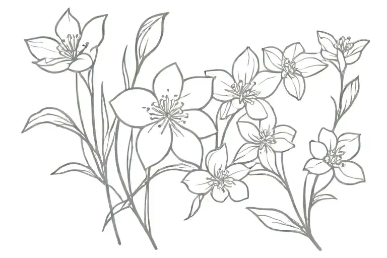 Paperwhite, cosmo, snowdrop flowers tattoo design idea
