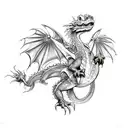 bubble bobble dragon with chains  tattoo design idea