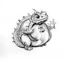 bubble bobble dragon with chains  tattoo design idea