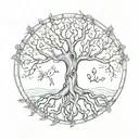 A detailed and artistic tree of life tattoo design. The tree has numerous branches, each representing different choices  tattoo design idea