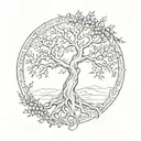 A detailed and artistic tree of life tattoo design. The tree has numerous branches, each representing different choices  tattoo design idea
