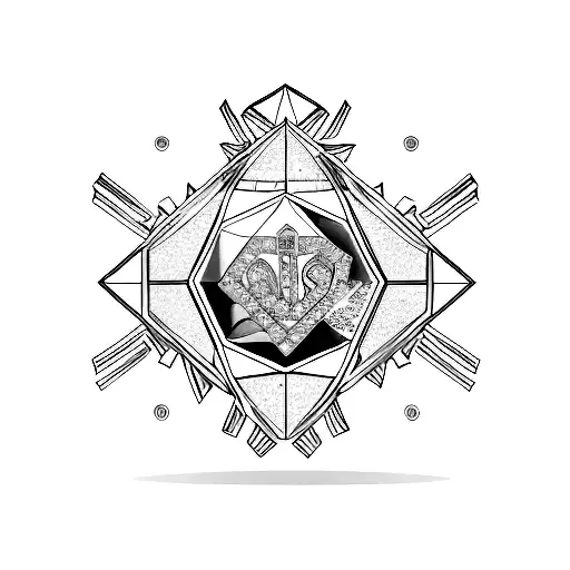 A gold medal with diamonds on top and the Amaz art word in the middle and imperial sign also colored  tattoo design idea