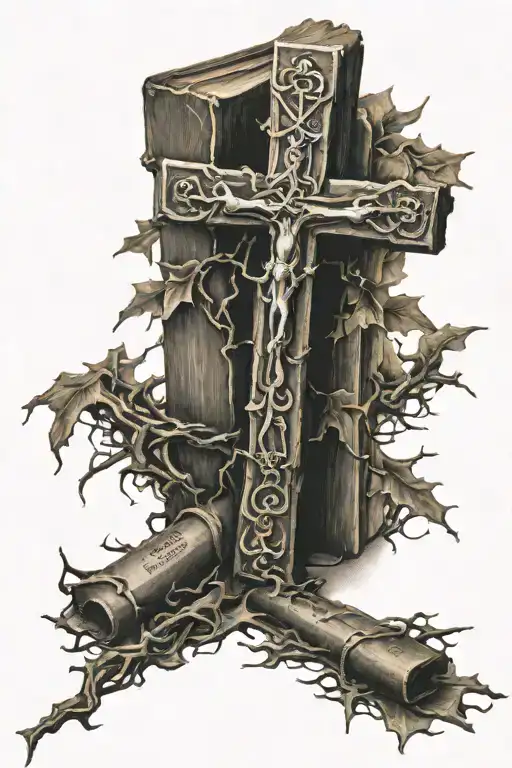 three crosses with bible verse tattoo design idea