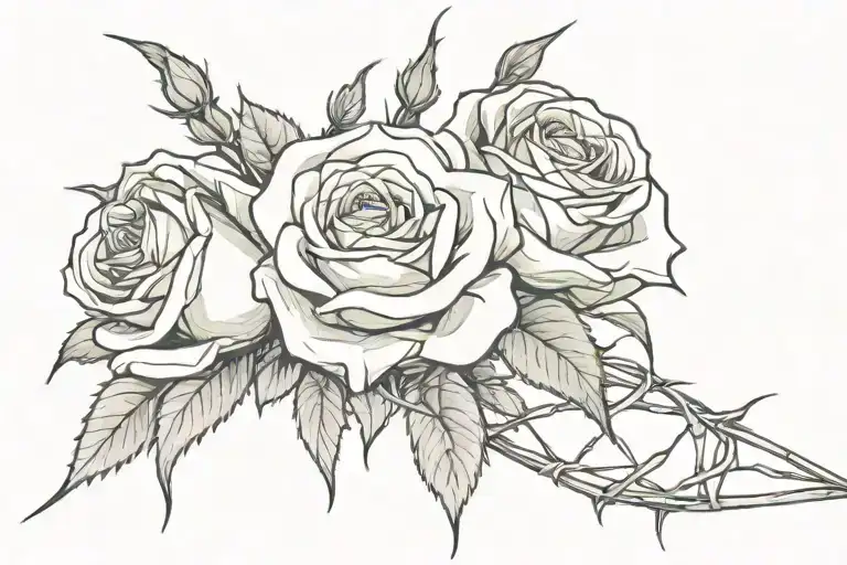 Roses with long stem and thorns wrapped around the ankle  tattoo design idea