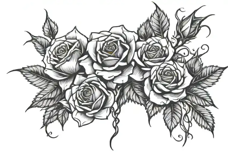 Roses with long stem and thorns wrapped around the ankle  tattoo design idea