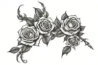Roses with long stem and thorns wrapped around the ankle  tattoo design idea