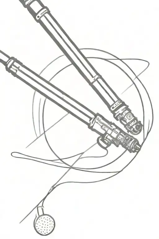 lightsaber crossed with golf club tattoo design idea