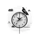 Clock and a hawk tattoo design idea