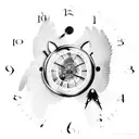 Clock and a hawk tattoo design idea