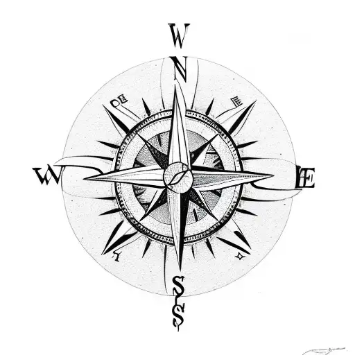 A compass surrounded by various elements of nature, symbolizing the client's love for both travel and the outdoors tattoo design idea