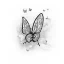 butterfly with 1986 tattoo design idea