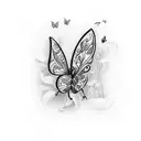 butterfly with 1986 tattoo design idea