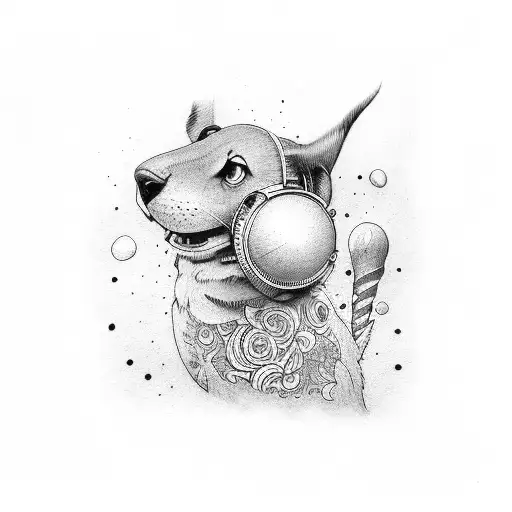 old school mic with headohones tattoo design idea