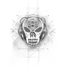 old school mic with headohones tattoo design idea