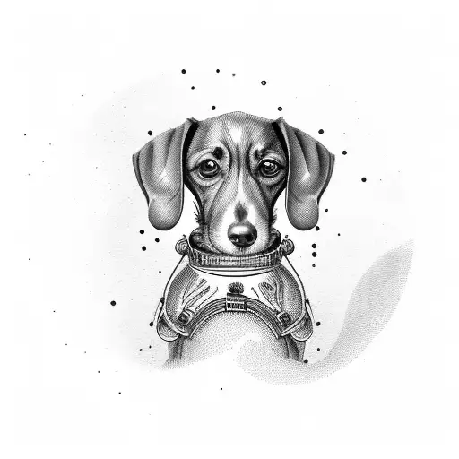 red dachshund with bowl of beans tattoo design idea