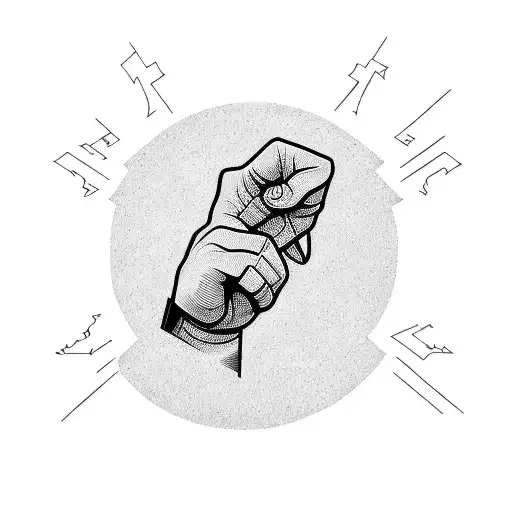 fist, socialist, red, black, white tattoo design idea