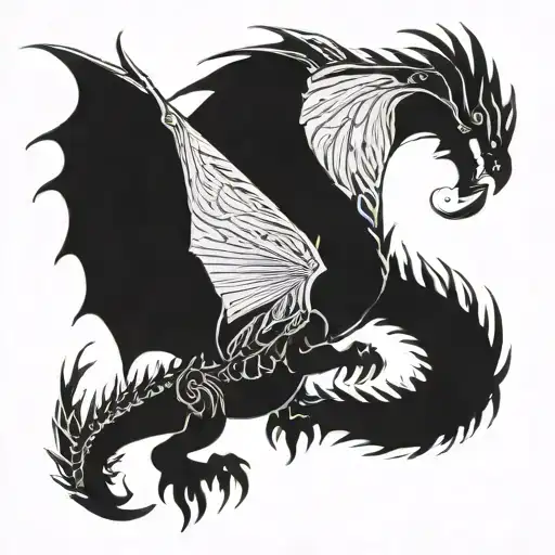 Warcraft dragon flying tattoo design idea