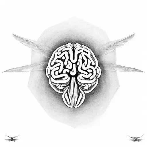 A chain transforming into a detailed brain with wings, symbolizing the freedom of the mind tattoo design idea
