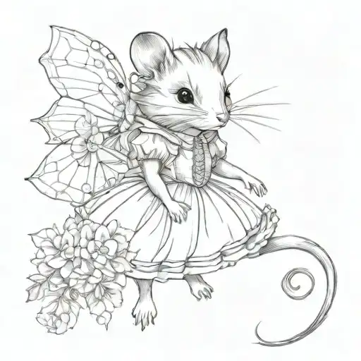 dormouse in a dress tattoo design idea