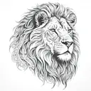 A detailed pencil drawing of a majestic lion, with intricate shading and line work tattoo design idea